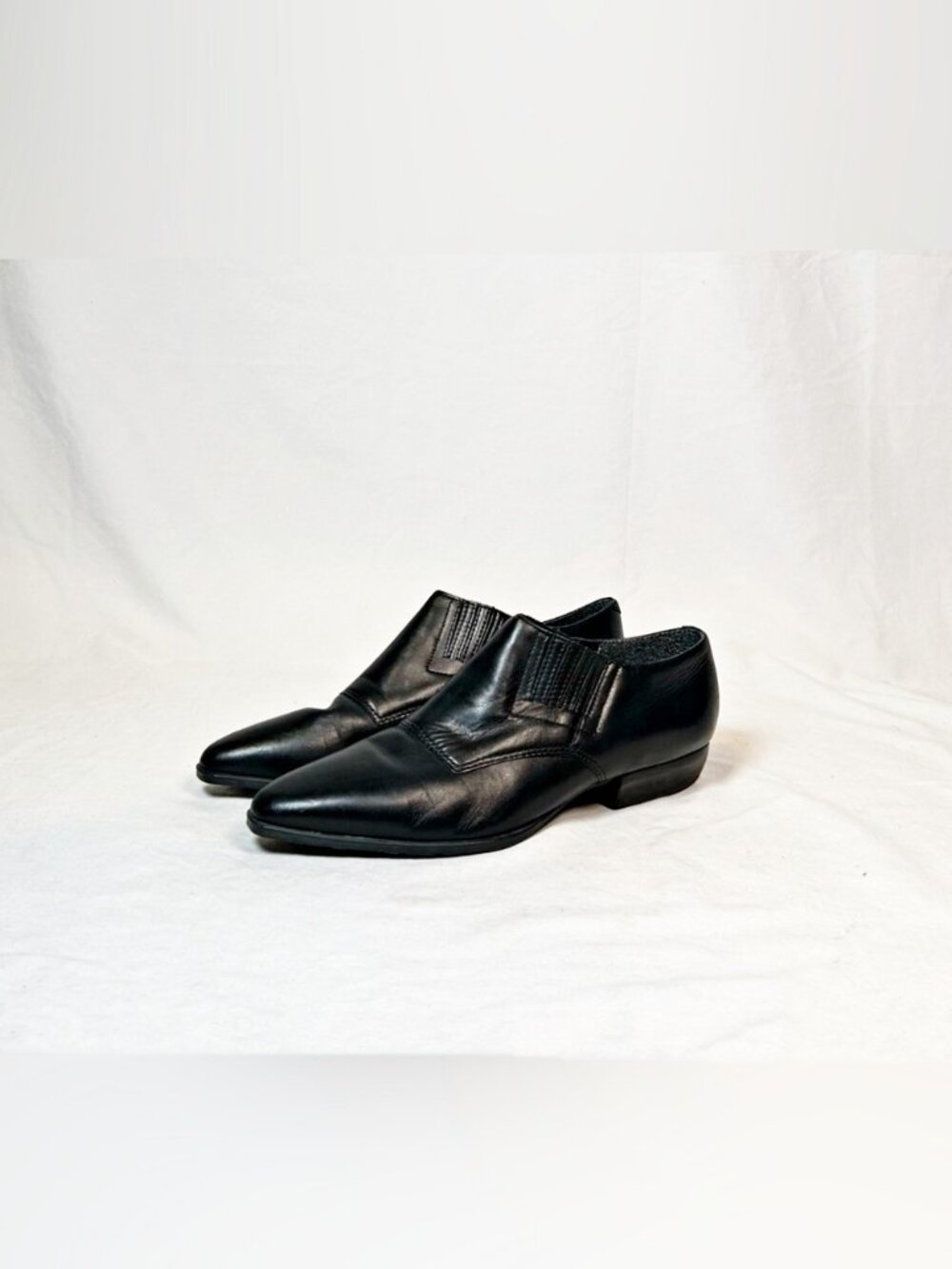 Vintage Wild Pair Black Leather Pointy Western Shooties Booties Ankle Boots~7.5~